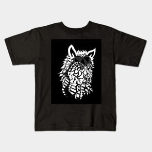 he wolf ecopop in chicano style mandala pattern art Kids T-Shirt